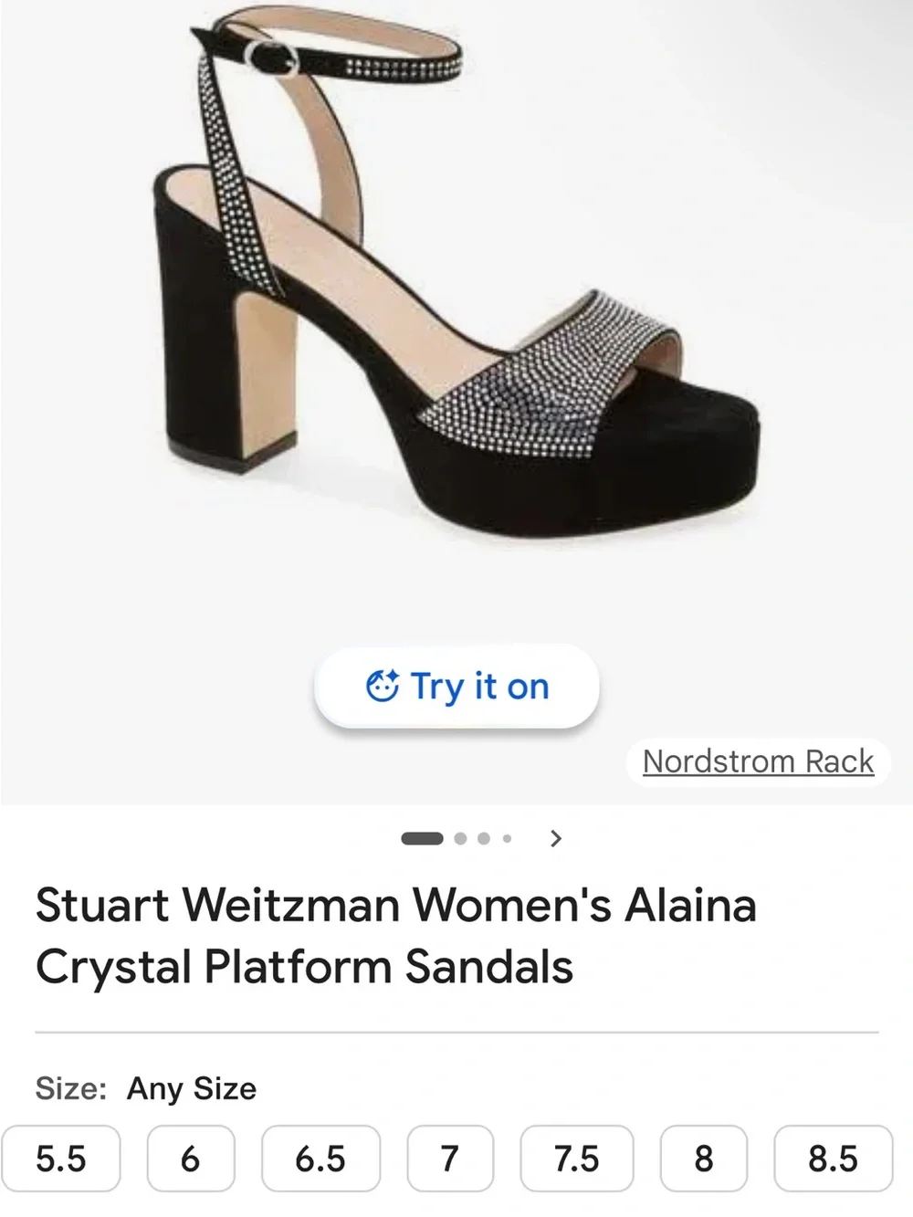 Stuart Weitzman Black Crystal Embellished Platform Sandals